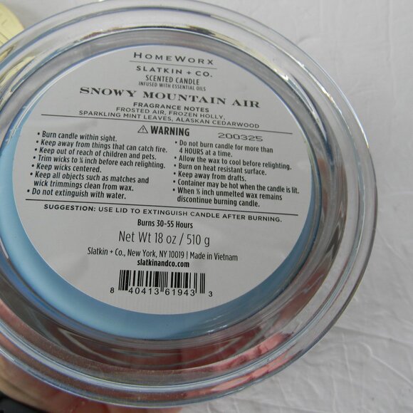 NEW HomeWorx Snowy Mountain Air Scented Candle 18 oz 4 Wick Harry Slatkin - Picture 3 of 3